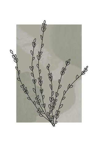 Sage Floral II White Modern Wood Framed Art Print with Double Matting by JJ Design House