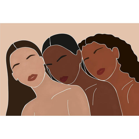 Three Women Black Modern Wood Framed Art Print with Double Matting by JJ Design House