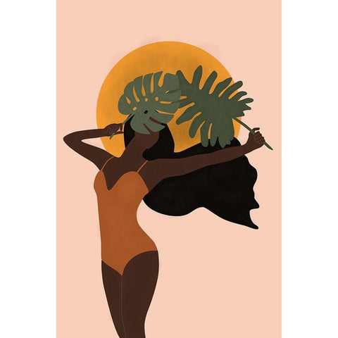 Botanical Babe II Black Modern Wood Framed Art Print by JJ Design House