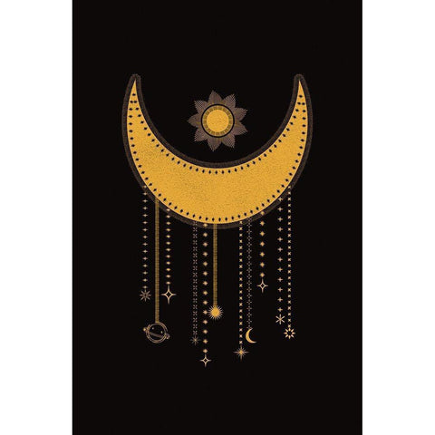 Moon Catcher Gold Ornate Wood Framed Art Print with Double Matting by JJ Design House