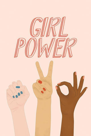 Girl Power White Modern Wood Framed Art Print with Double Matting by JJ Design House