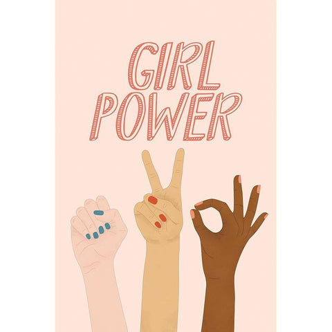 Girl Power White Modern Wood Framed Art Print by JJ Design House