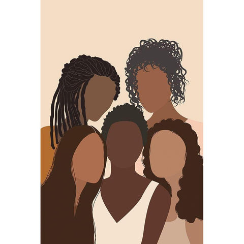 Five Females Black Modern Wood Framed Art Print with Double Matting by JJ Design House