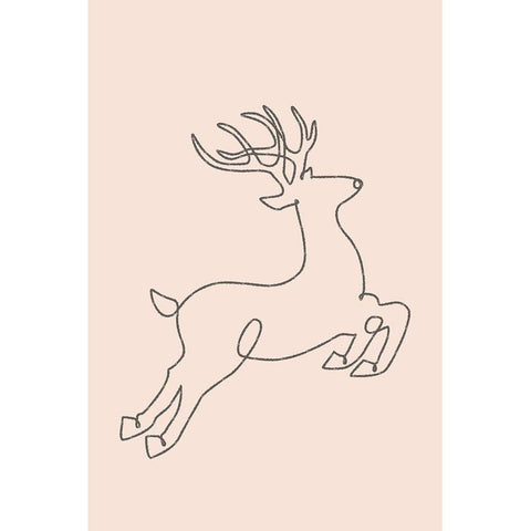 Reindeer White Modern Wood Framed Art Print by JJ Design House