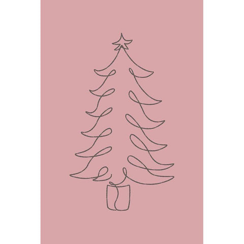 Christmas Tree Black Modern Wood Framed Art Print with Double Matting by JJ Design House