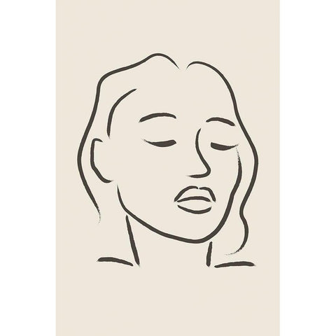 A Womans Face White Modern Wood Framed Art Print by JJ Design House