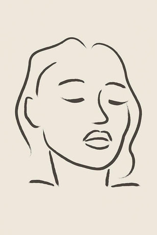 A Womans Face Black Ornate Wood Framed Art Print with Double Matting by JJ Design House