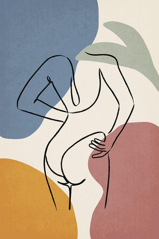 Colorful Nude I White Modern Wood Framed Art Print with Double Matting by JJ Design House