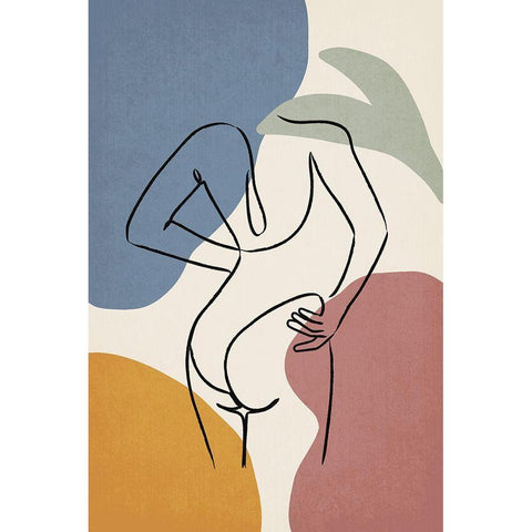Colorful Nude I Black Modern Wood Framed Art Print with Double Matting by JJ Design House