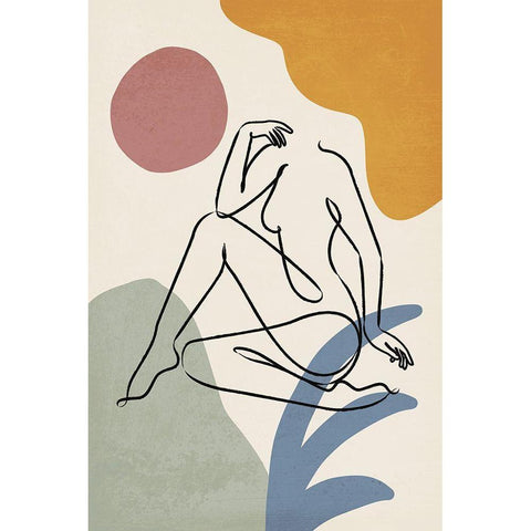 Colorful Nude II Black Modern Wood Framed Art Print with Double Matting by JJ Design House