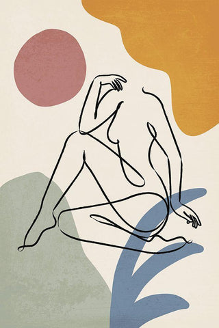 Colorful Nude II White Modern Wood Framed Art Print with Double Matting by JJ Design House