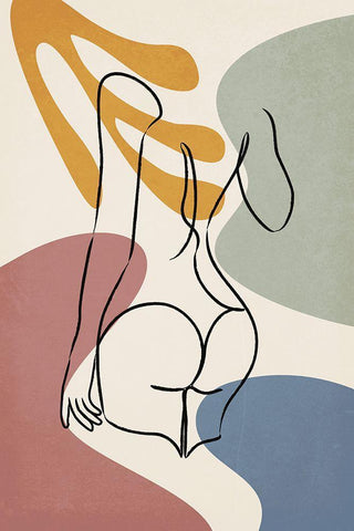 Colorful Nude III White Modern Wood Framed Art Print with Double Matting by JJ Design House