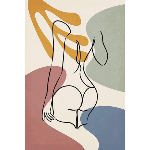 Colorful Nude III Black Modern Wood Framed Art Print by JJ Design House