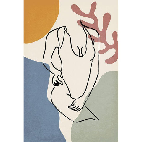 Colorful Nude IV Gold Ornate Wood Framed Art Print with Double Matting by JJ Design House