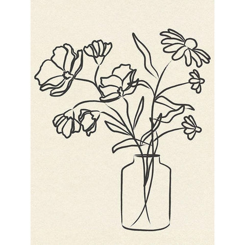 Flowers in Vase I Black Modern Wood Framed Art Print with Double Matting by JJ Design House