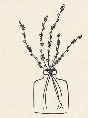 Flowers in Vase II White Modern Wood Framed Art Print with Double Matting by JJ Design House