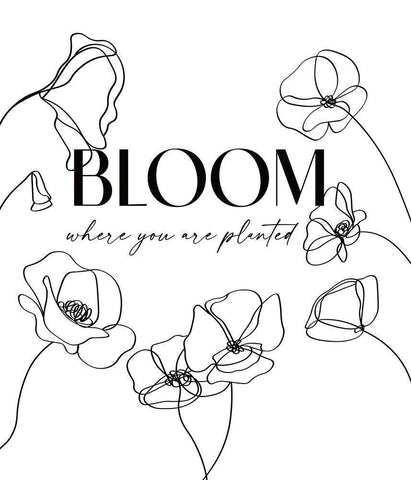 Bloom White Modern Wood Framed Art Print with Double Matting by JJ Design House