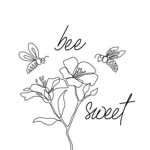 Bee Sweet White Modern Wood Framed Art Print by JJ Design House