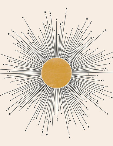 Midcentury Sun White Modern Wood Framed Art Print with Double Matting by JJ Design House