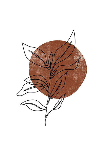 Flower Outline White Modern Wood Framed Art Print with Double Matting by JJ Design House