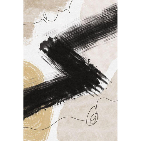 Abstract Lines Black Modern Wood Framed Art Print with Double Matting by JJ Design House