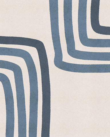 Blue Lines Black Ornate Wood Framed Art Print with Double Matting by JJ Design House