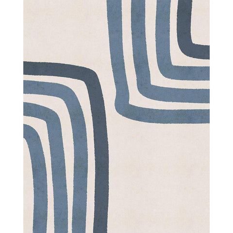 Blue Lines Black Modern Wood Framed Art Print by JJ Design House