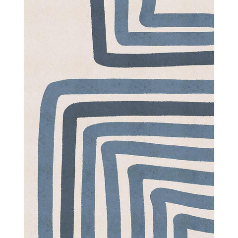 Blue Lines II Black Modern Wood Framed Art Print with Double Matting by JJ Design House