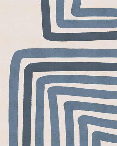 Blue Lines II White Modern Wood Framed Art Print with Double Matting by JJ Design House