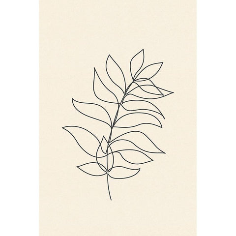 Leaf Line Art III White Modern Wood Framed Art Print by JJ Design House