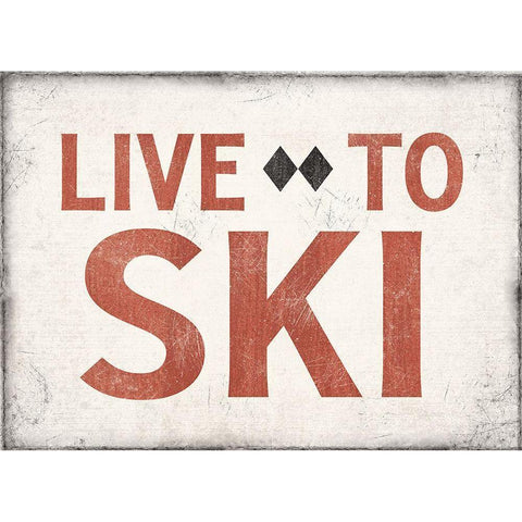 Live to Ski Black Modern Wood Framed Art Print with Double Matting by JJ Design House