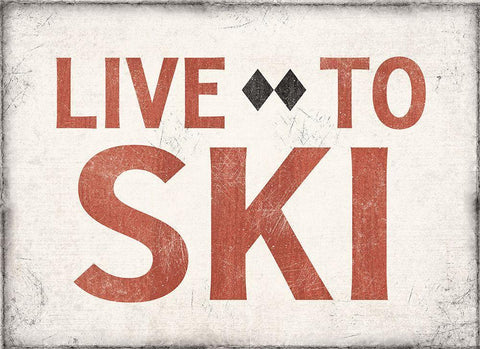 Live to Ski White Modern Wood Framed Art Print with Double Matting by JJ Design House