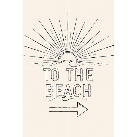 The Beach Black Modern Wood Framed Art Print by JJ Design