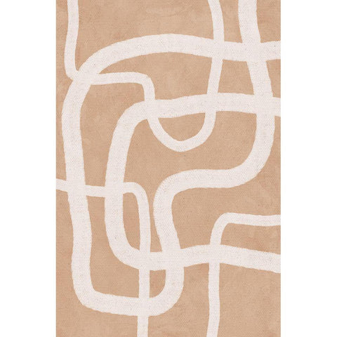 Beige Lines White Modern Wood Framed Art Print by JJ Design House