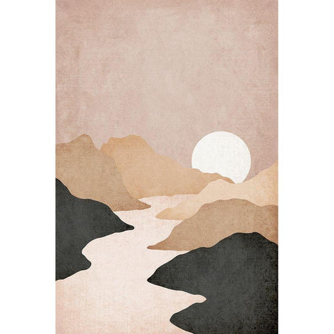 Mountains Black Modern Wood Framed Art Print with Double Matting by JJ Design House