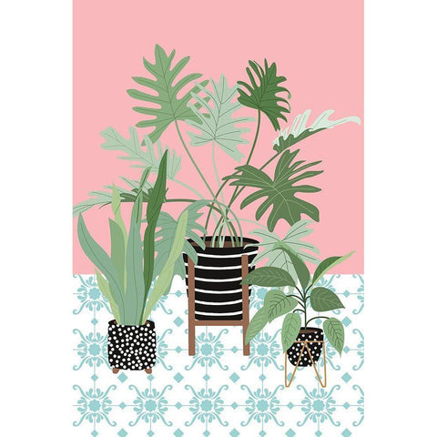 Potted Plants White Modern Wood Framed Art Print by JJ Design