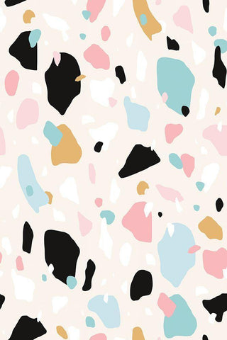 Terrazzo White Modern Wood Framed Art Print with Double Matting by JJ Design