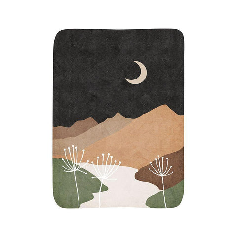 Mid Century Mountains Gold Ornate Wood Framed Art Print with Double Matting by JJ Design