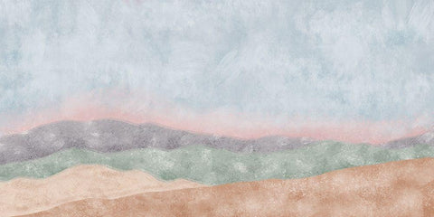 Horizontal Mountains White Modern Wood Framed Art Print with Double Matting by JJ Design