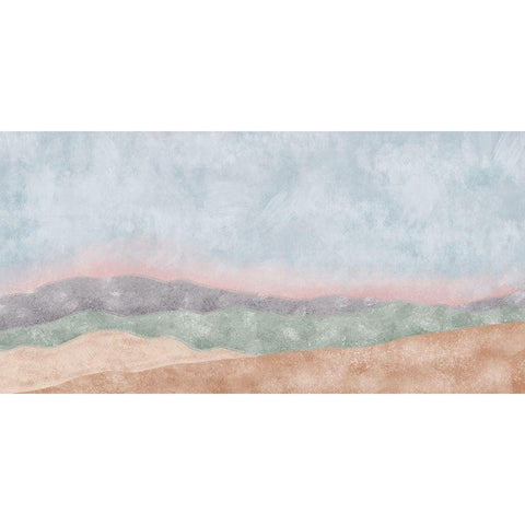 Horizontal Mountains Black Modern Wood Framed Art Print with Double Matting by JJ Design