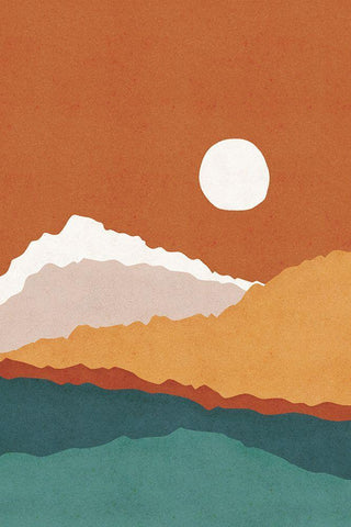 Abstract Landscape Black Ornate Wood Framed Art Print with Double Matting by JJ Design