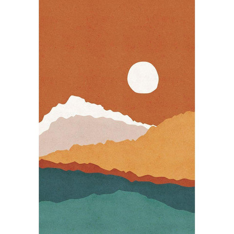 Abstract Landscape Black Modern Wood Framed Art Print with Double Matting by JJ Design