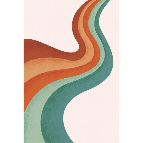 Curvy Rainbow White Modern Wood Framed Art Print by JJ Design