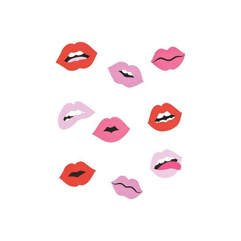 Lips White Modern Wood Framed Art Print by JJ Design