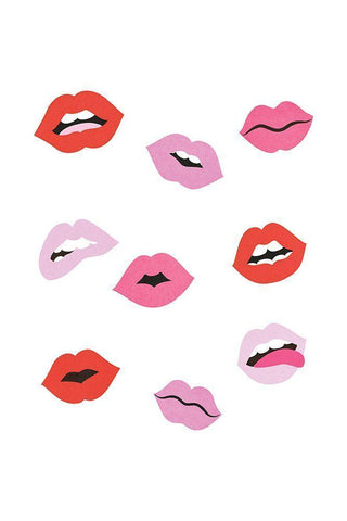 Lips White Modern Wood Framed Art Print with Double Matting by JJ Design