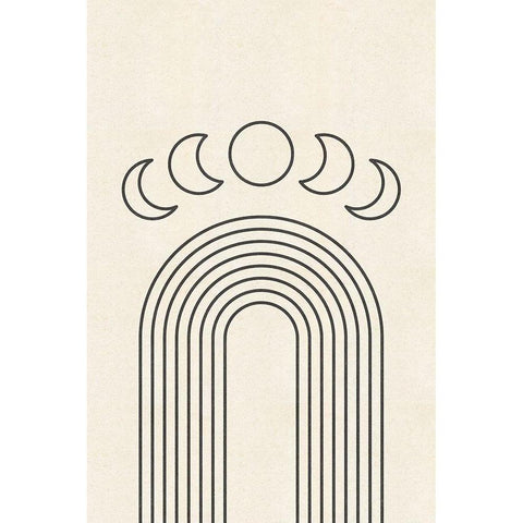 Arches and Moon Cycle White Modern Wood Framed Art Print by JJ Design