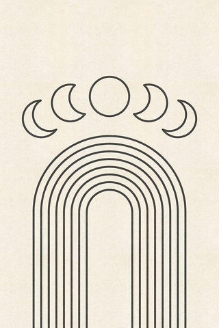 Arches and Moon Cycle Black Ornate Wood Framed Art Print with Double Matting by JJ Design