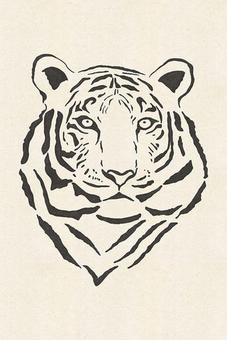 Tiger White Modern Wood Framed Art Print with Double Matting by JJ Design