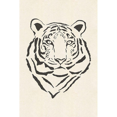 Tiger Black Modern Wood Framed Art Print by JJ Design