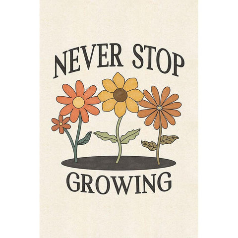 Never Stop Growing Black Modern Wood Framed Art Print with Double Matting by JJ Design